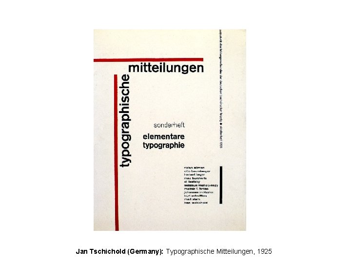 Jan Tschichold (Germany): Typographische Mitteilungen, 1925 