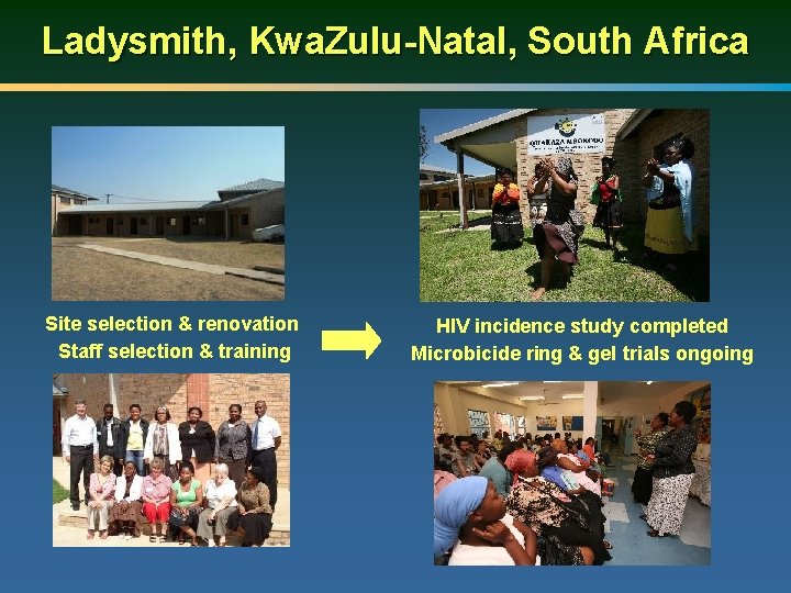 Ladysmith, Kwa. Zulu-Natal, South Africa Site selection & renovation Staff selection & training HIV
