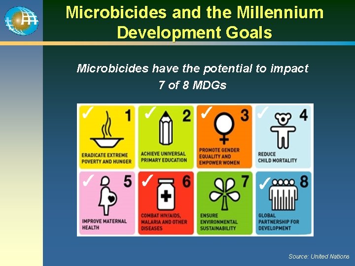 Microbicides and the Millennium Development Goals Microbicides have the potential to impact 7 of