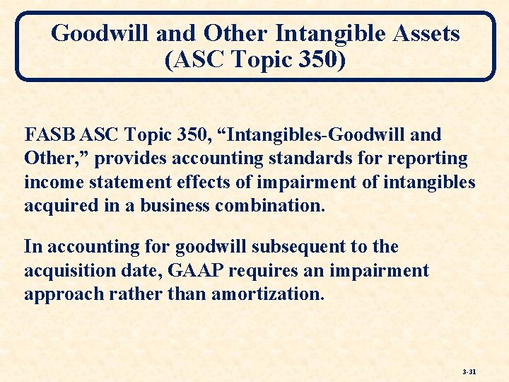 Goodwill and Other Intangible Assets (ASC Topic 350) FASB ASC Topic 350, “Intangibles-Goodwill and