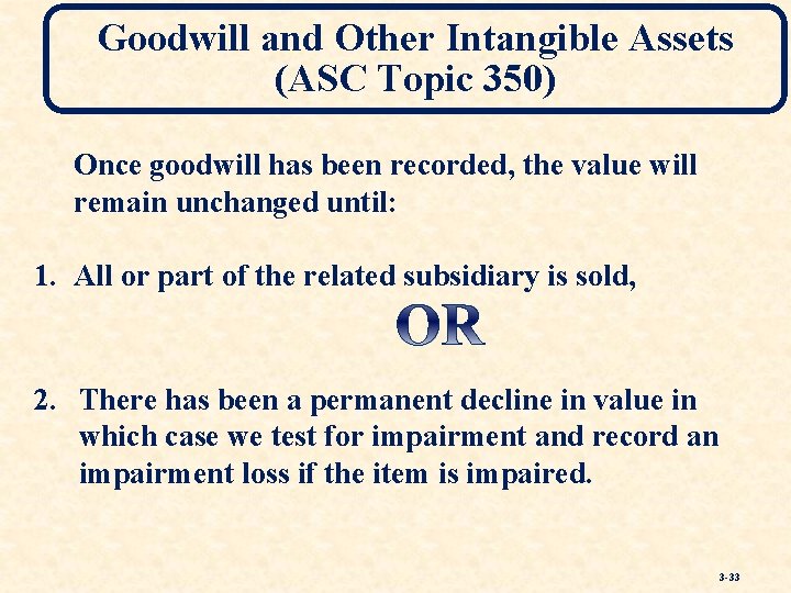 Goodwill and Other Intangible Assets (ASC Topic 350) Once goodwill has been recorded, the