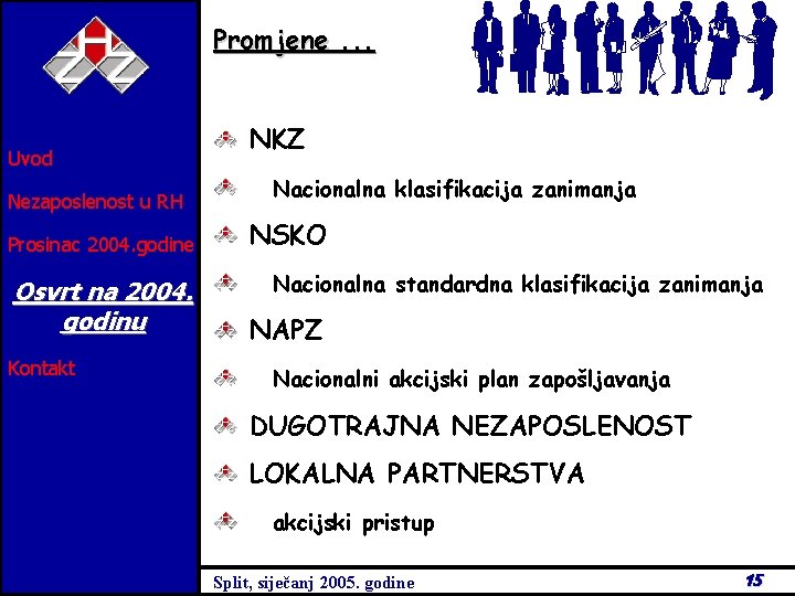 Promjene. . . Uvod Nezaposlenost u RH Prosinac 2004. godine Osvrt na 2004. godinu