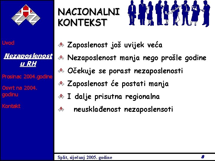 NACIONALNI KONTEKST Uvod Zaposlenost još uvijek veća Nezaposlenost u RH Nezaposlenost manja nego prošle