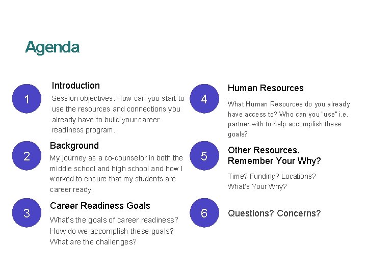 Agenda Introduction 1 2 3 Session objectives. How can you start to use the