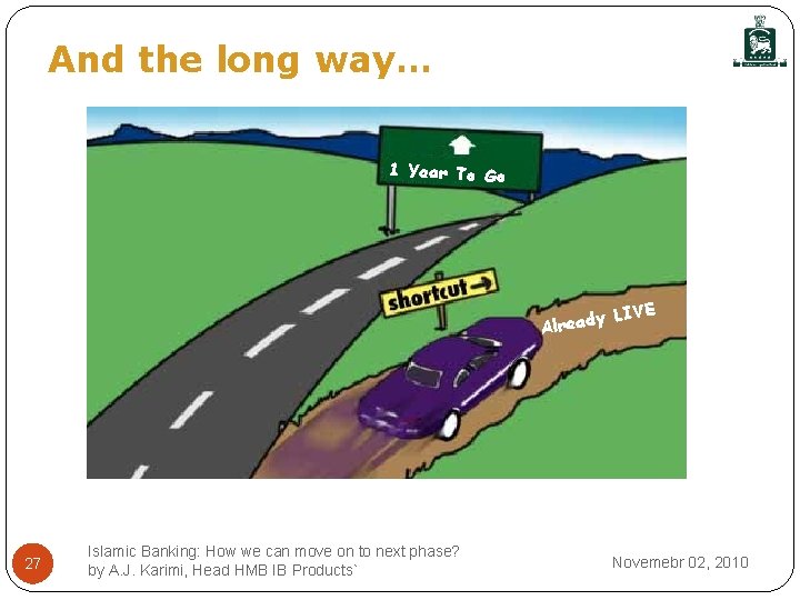 And the long way… 1 Year To Go y Alread 27 Islamic Banking: How