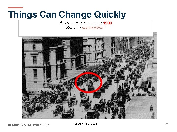 Things Can Change Quickly 5 th Avenue, NYC, Easter 1900 See any automobiles? Regulatory