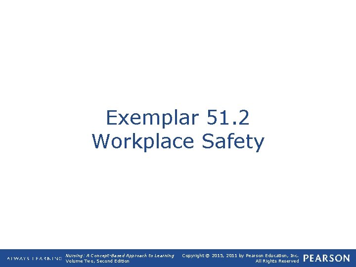 Exemplar 51. 2 Workplace Safety Nursing: A Concept-Based Approach to Learning Volume Two, Second