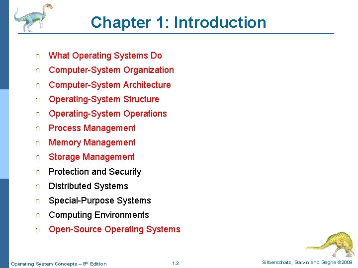 Chapter 1: Introduction n What Operating Systems Do n Computer-System Organization n Computer-System Architecture