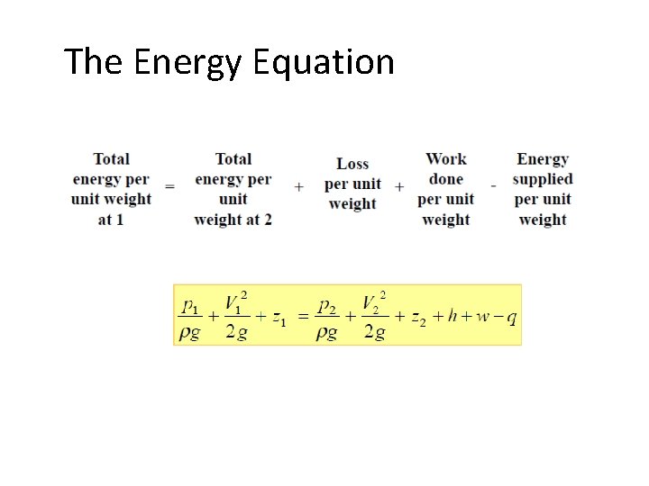 The Energy Equation 