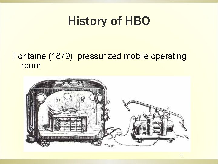 History of HBO Fontaine (1879): pressurized mobile operating room 32 