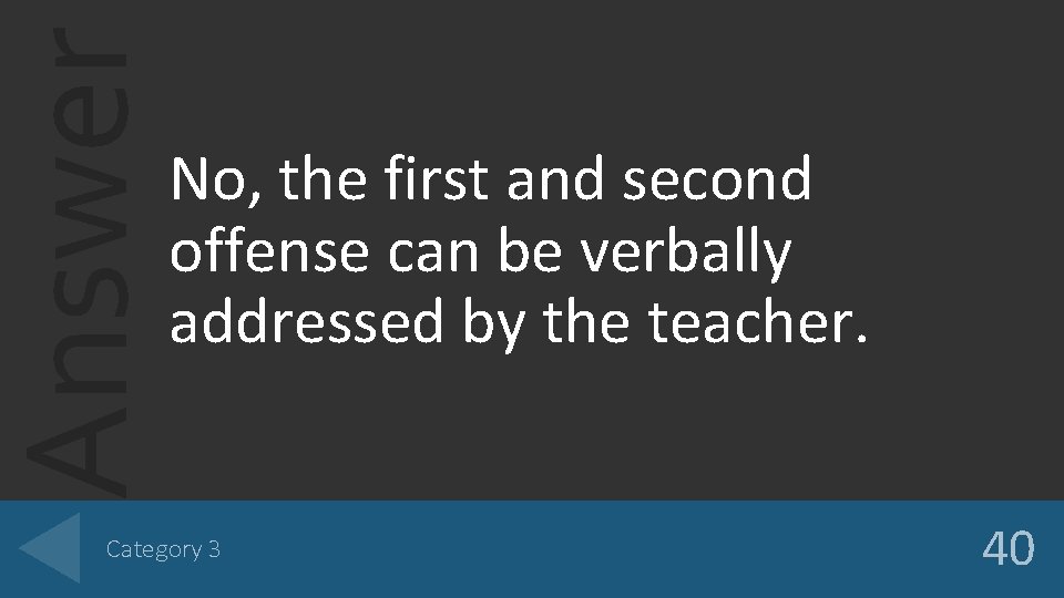 Answer No, the first and second offense can be verbally addressed by the teacher.