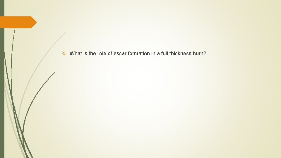  What is the role of escar formation in a full thickness burn? 