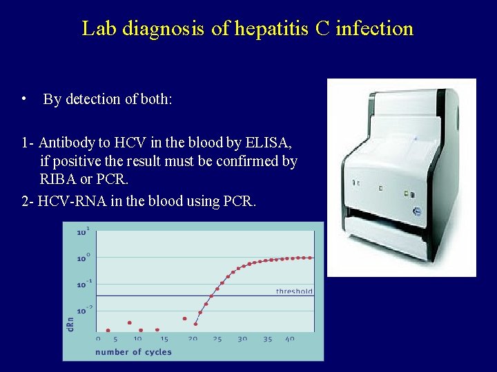 Lab diagnosis of hepatitis C infection • By detection of both: 1 - Antibody