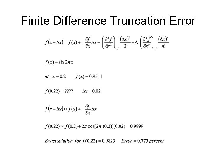 Finite Difference Truncation Error 