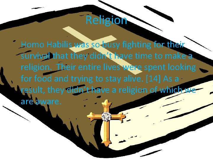 Religion Homo Habilis was so busy fighting for their survival that they didn’t have