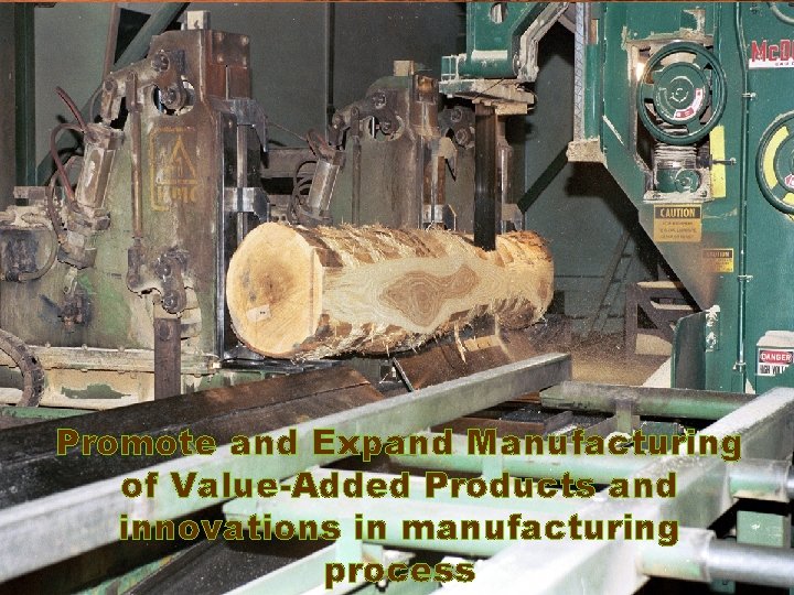 Promote and Expand Manufacturing of Value-Added Products and innovations in manufacturing process 