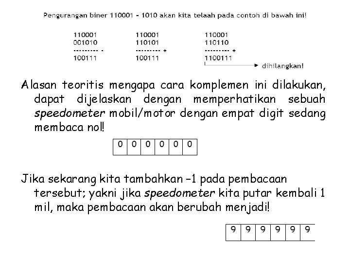 Alasan teoritis mengapa cara komplemen ini dilakukan, dapat dijelaskan dengan memperhatikan sebuah speedometer mobil/motor