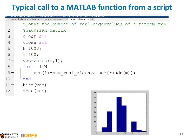 Typical call to a MATLAB function from a script 14 