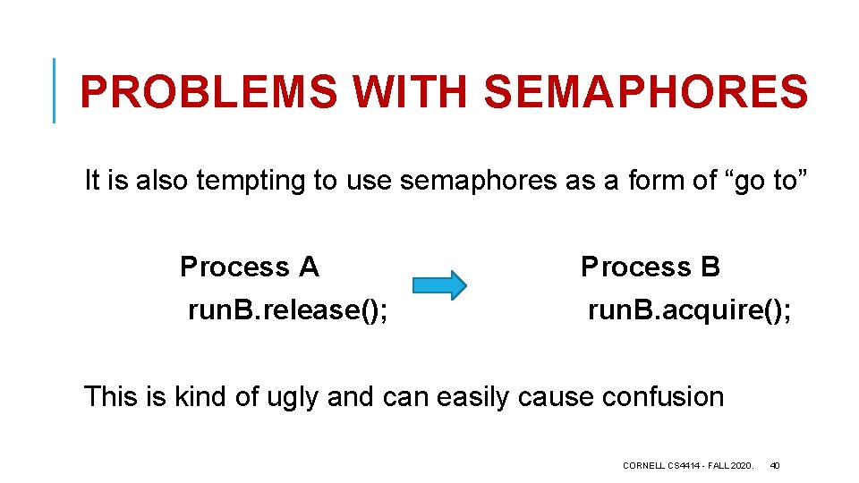 PROBLEMS WITH SEMAPHORES It is also tempting to use semaphores as a form of