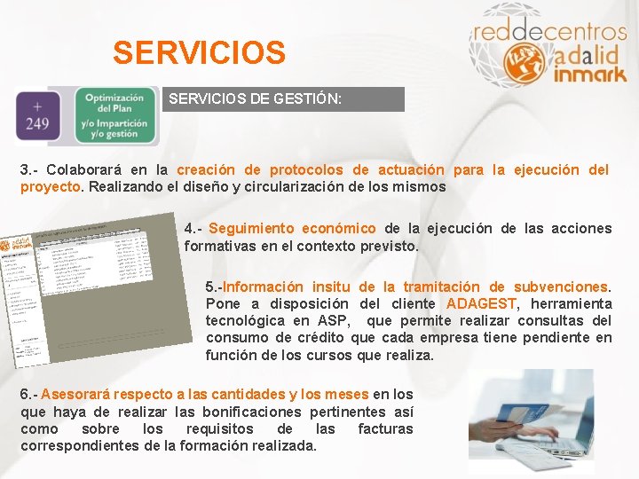 SERVICIOS DE GESTIÓN: 3. - Colaborará en la creación de protocolos de actuación para