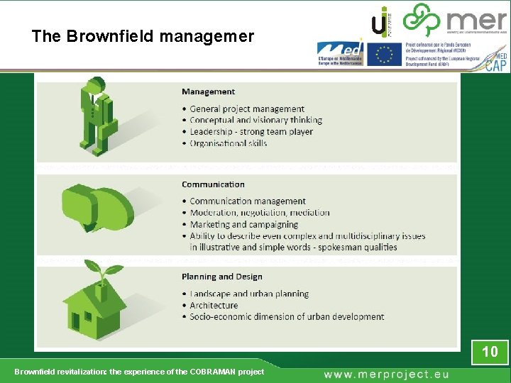 The Brownfield managemer 10 Brownfield revitalization: the experience of the COBRAMAN project 