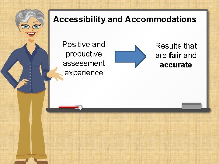 Accessibility and Accommodations Positive and productive assessment experience Results that are fair and accurate