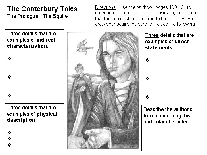 The Canterbury Tales The Prologue: The Squire Directions: Use the textbook pages 100 -101
