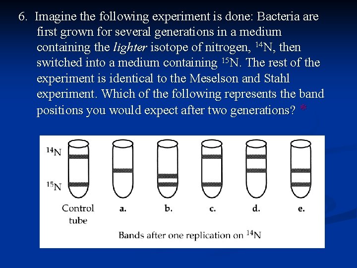 6. Imagine the following experiment is done: Bacteria are first grown for several generations