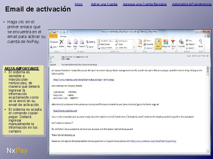 Email de activación • Haga clic en el primer enlace que se encuentra en