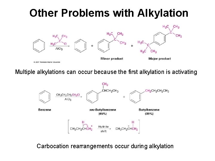 Other Problems with Alkylation Multiple alkylations can occur because the first alkylation is activating