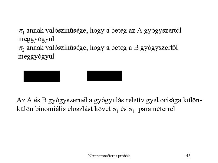  1 annak valószínűsége, hogy a beteg az A gyógyszertől meggyógyul 2 annak valószínűsége,