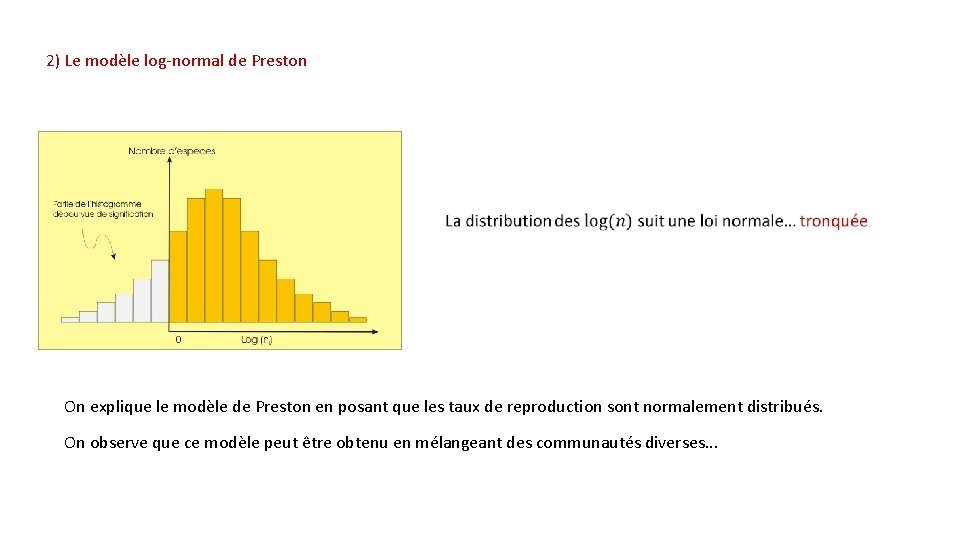 2) Le modèle log-normal de Preston On explique le modèle de Preston en posant