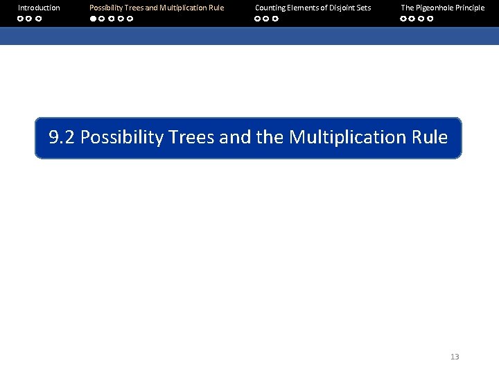 Introduction Possibility Trees and Multiplication Rule Counting Elements of Disjoint Sets The Pigeonhole Principle