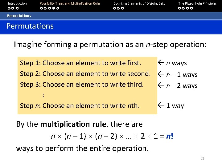 Introduction Possibility Trees and Multiplication Rule Counting Elements of Disjoint Sets The Pigeonhole Principle Introduction Possibility Trees and Multiplication Rule Counting Elements of Disjoint Sets The Pigeonhole Principle