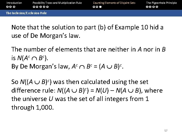 Introduction Possibility Trees and Multiplication Rule Counting Elements of Disjoint Sets The Pigeonhole Principle Introduction Possibility Trees and Multiplication Rule Counting Elements of Disjoint Sets The Pigeonhole Principle