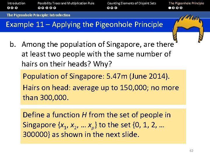 Introduction Possibility Trees and Multiplication Rule Counting Elements of Disjoint Sets The Pigeonhole Principle: Introduction Possibility Trees and Multiplication Rule Counting Elements of Disjoint Sets The Pigeonhole Principle: