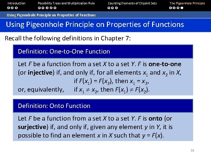 Introduction Possibility Trees and Multiplication Rule Counting Elements of Disjoint Sets The Pigeonhole Principle Introduction Possibility Trees and Multiplication Rule Counting Elements of Disjoint Sets The Pigeonhole Principle