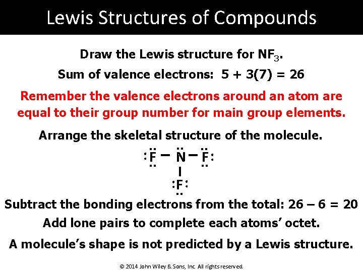 Lewis Structures of Compounds Draw the Lewis structure for NF 3. Sum of valence