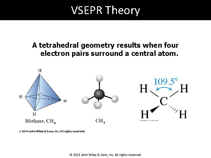 VSEPR Theory A tetrahedral geometry results when four electron pairs surround a central atom.