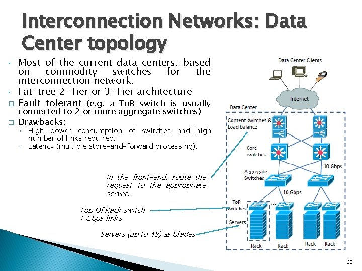 Interconnection Networks: Data Center topology • • � � Most of the current data