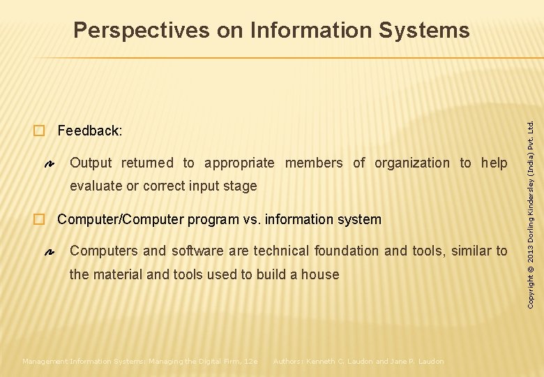 � Feedback: Output returned to appropriate members of organization to help evaluate or correct