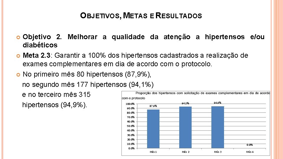 OBJETIVOS, METAS E RESULTADOS Objetivo 2. Melhorar a qualidade da atenção a hipertensos e/ou