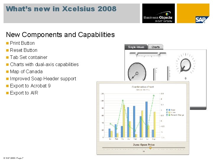 What’s new in Xcelsius 2008 New Components and Capabilities n Print Button n Reset