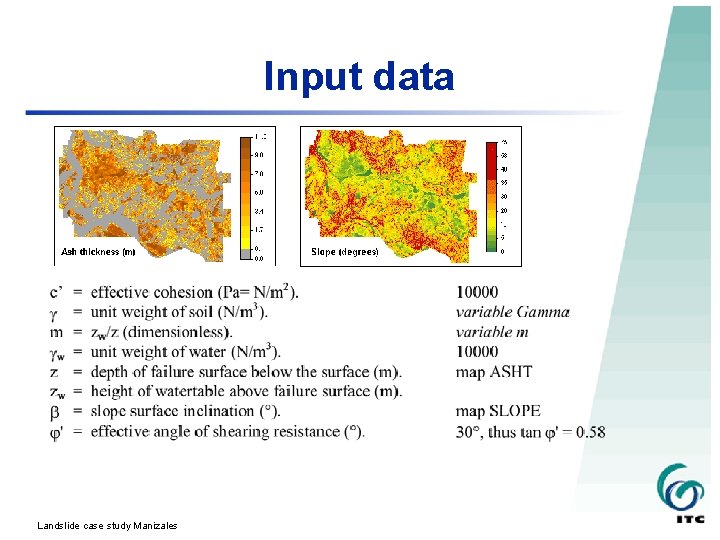 Input data Landslide case study Manizales 