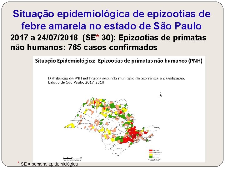 Situação epidemiológica de epizootias de febre amarela no estado de São Paulo 2017 a