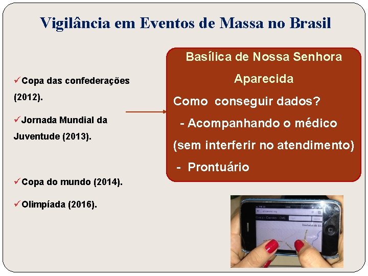 Vigilância em Eventos de Massa no Brasil Basílica de Nossa Senhora üCopa das confederações