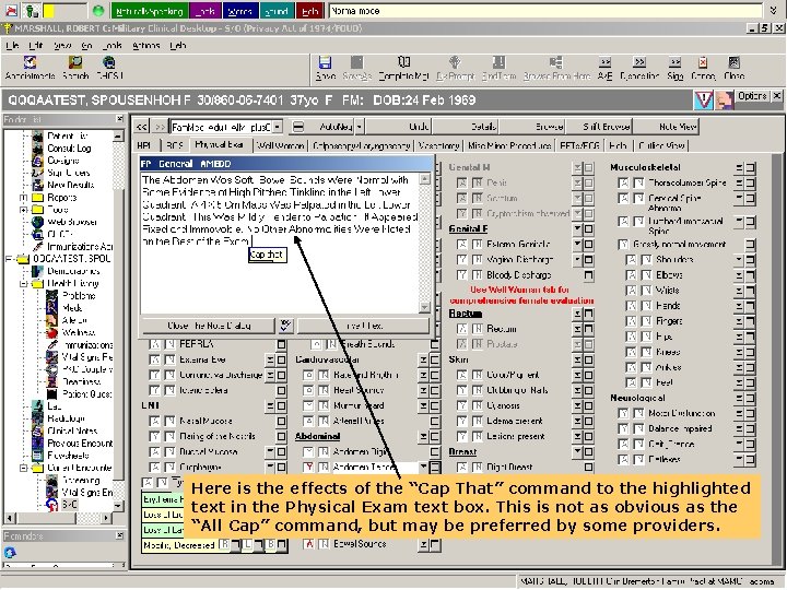 Here is the effects of the “Cap That” command to the highlighted text in