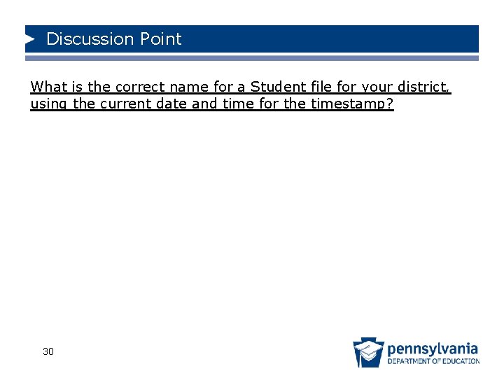 Discussion Point What is the correct name for a Student file for your district,