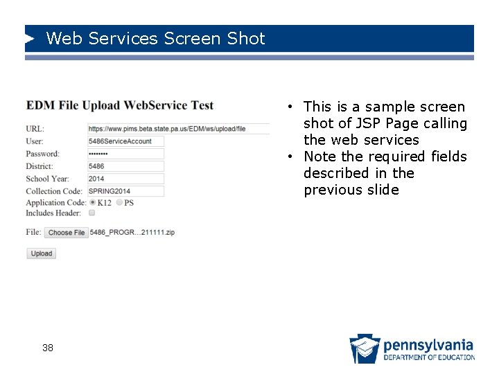 Web Services Screen Shot • This is a sample screen shot of JSP Page