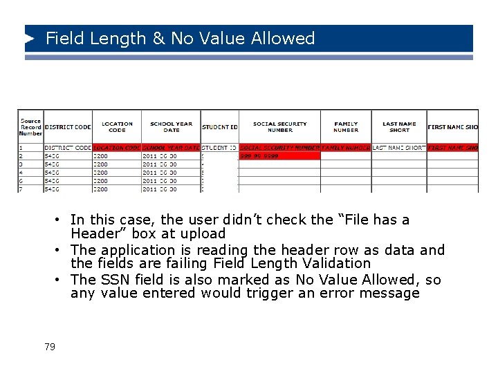 Field Length & No Value Allowed • In this case, the user didn’t check